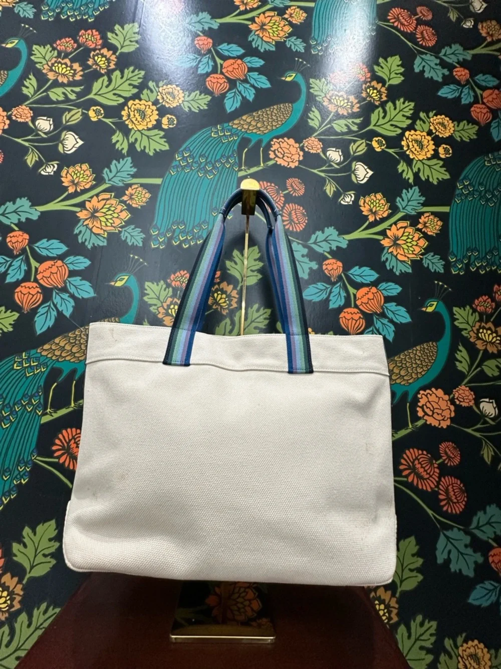 Coach Rainbow Logo Canvas Tote Bag Stripe Handles 2020 Large Carryall - Picture 11 of 14